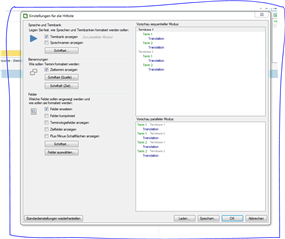 Trados Studio 2019 settings window showing options for Language and TB with a focus on Term Recognition options.
