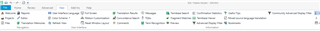 Screenshot of Trados Studio's View ribbon showing options such as Home, Projects, Editor, Review, View, and Welcome Screen. No TOMTOM function visible.