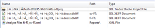 Screenshot of the contents of the created sldppx file in Trados Studio with file names containing special characters   displayed incorrectly.