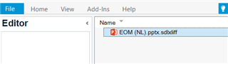 Trados Studio Editor window showing a selected PP-file named EOM(NL).ppx.sdlxliff.