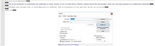 Trados Studio 'Find and Replace' window after cleanup, showing the 'Find what' field empty and the 'Replace with' field containing a space, indicating the replacement has been completed.