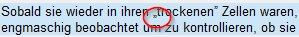 Screenshot of Trados Studio showing text with incorrect quotation marks highlighted in red.