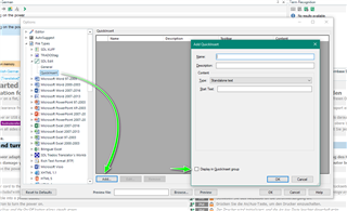 Trados Studio 2019 File Options window with Shortcuts tab open, displaying a list of shortcut keys with no visible errors or warnings.