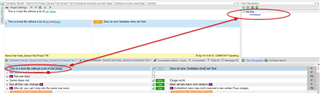 Screenshot of Trados Studio interface highlighting a term 'OOP' in the source segment and its corresponding suggestion in the termbase lookup results.