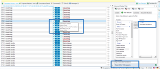 Screenshot of Trados Studio showing a list of segments with 'AT' status after pre-translation batch task, highlighted segment with 100% score still marked as AT.