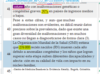 Trados Studio segment view with variables underlined in non-highlighted segments and numbers not underlined in the highlighted segment.