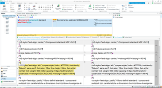 Screenshot of Trados Studio interface showing an opened XLIFF file with visible HTML tags and code within the translation editor area.