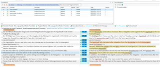 Trados Studio interface showing a document with comments in segments 1, 2, 3, and 4, and the cursor active in segment 8.