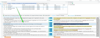 Trados Studio interface showing comments pane with a highlighted second comment and active cursor in segment 4, which is colored blue.