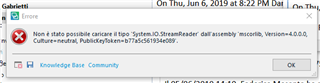 Error message in Trados Studio 2017 stating 'Non e stato possibile caricare il tipo 'System.ServiceModel.Activation.HttpModule' dal assembly 'System.ServiceModel, Version=4.0.0.0, Culture=neutral, PublicKeyToken=b77a5c561934e089'. with an OK button.