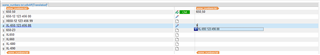 Trados Studio interface with a segment selected showing source text with numbers and hyphens, and the target text field empty.