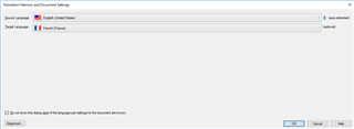 Screenshot of Trados Studio's window displaying a newly created Translation Memory with no visible errors or warnings.