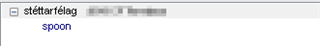 Screenshot of Trados Studio with the word 'stettarflag' in the search bar and the translation 'spoon' below it.