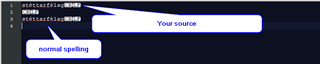Screenshot showing a comparison of two different spellings of the same word, highlighting the use of combining characters.