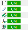 Screenshot of Trados Studio showing four CM segments with different statuses: first is untranslated, second is draft, third is translated, and fourth is confirmed.