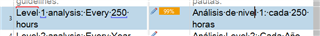 Screenshot showing the Translation Results pane with two overlapped images, highlighting the first item clicked with a 99% match from a lower priority TM.