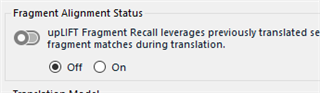 Screenshot of Fragment Alignment Status with the option 'Off' selected, indicating fragment alignment is not enabled.