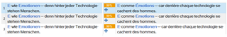 Screenshot showing three Translation Memory (TM) segments in Trados Studio with slight variations of the same sentence in different stages of editing.