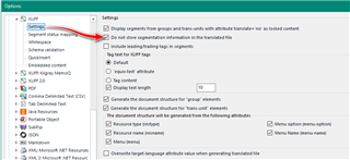 Trados Studio settings window with an arrow pointing to 'Segment status manipulation' option under 'General' settings.