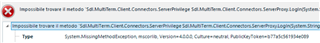 Error message in Trados Studio indicating an issue with SDL MultiTerm. The message suggests a problem with the server proxy.