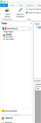 Screenshot of Trados Studio interface showing the Files view with a project expanded to display subfolders 'Source Files' and 'Target Files'.