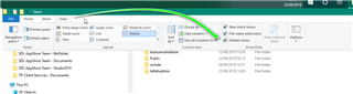 File Explorer window with the 'View' tab selected and an arrow pointing to the 'Hidden items' checkbox, indicating the action to reveal hidden folders.