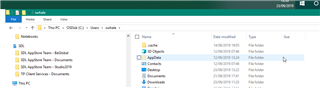 File Explorer window showing the AppData folder hidden by default under the user's directory.