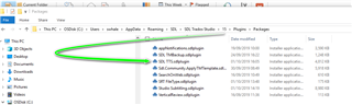 File Explorer window showing the Studio 15 folder with a green arrow pointing to the downloaded plugin ready to be installed.