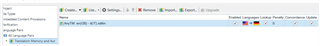 Trados Studio screenshot showing Project Settings - TM with an unchecked 'Update' box next to 'Translation Memory and Automated Translation'.