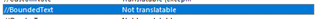 Screenshot showing the BoundedText element set to 'Not translatable' in Trados Studio.