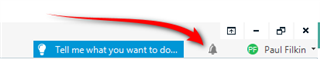 Screenshot showing the top right corner of Trados Studio interface with a small bell icon next to the minimize, maximize, and close buttons.