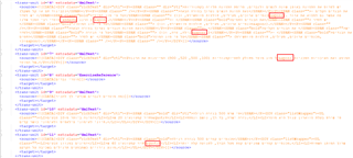 Screenshot of target XML code with multiple lines highlighted indicating the presence of ' and &ndash; codes instead of the correct apostrophe and dash characters.