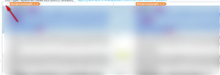 Screenshot of Trados Studio showing the blank square above the first segment with a red arrow pointing to it.