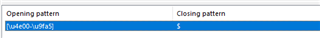 Trados Studio interface showing a modified custom filetype rule with a new regex pattern.