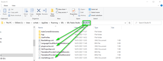 File Explorer window showing the navigation path to the AppData folder with 'Hidden Items' enabled, highlighting the Studio 16 folder.