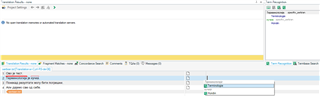 Trados Studio screenshot showing term recognition error for Serbian termbase with Cyrillic text displayed instead of Latin.
