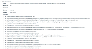 Extended stack trace information with multiple entries related to 'Sdl.ProjectApi.AutomaticTasks.FeedbackProvider' and 'Sdl.TranslationStudioAutomation.Logic'