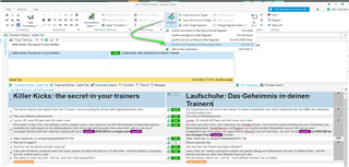 Trados Studio screenshot showing the 'Confirm and Translate until Next Fuzzy match' feature being selected.