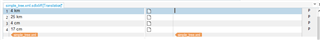 Trados Studio screenshot showing a segment with the source text '4 cm' and no target text, with two 'Confirm' buttons visible.