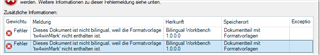 Screenshot of Trados Studio error message stating 'Alignment cannot be executed' with two red exclamation marks indicating failed tasks.