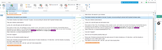 Trados Studio editor view with two segments highlighted, one showing a warning for inconsistent translation and the other for missing translation.