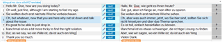 Screenshot of Trados Studio with a filter applied to show segments where source and target differ, highlighting segment 4 where German text differs.