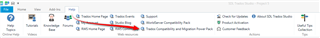 Trados Studio screenshot showing a red arrow pointing to the 'OpenGet Package' button in the toolbar.