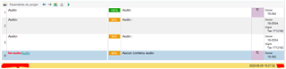 Screenshot of Trados Studio project with a translated sentence highlighted in orange, indicating a match from TM, and a warning symbol in the status column.