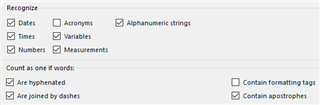 Screenshot of Trados Studio's TM Recognize options with checkboxes for Dates, Times, Numbers, Variables, and others.