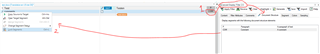 Screenshot of Trados Studio interface showing the advanced display filter option highlighted and a red arrow pointing to the 'Filter for all COM segments' option.