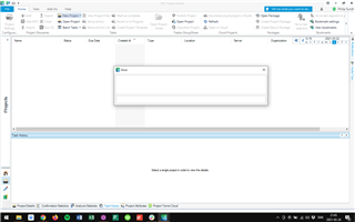 Screenshot of Trados Studio with an undefined error window popping up when trying to create a new project.