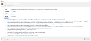 Error message in Trados Studio stating 'MultiTerm is unable to create the termbase' with a list of file paths and error details in English.