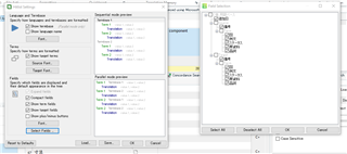 Trados Studio term recognition window with greyed out root headings in the hitlist settings, indicating a possible selection issue.