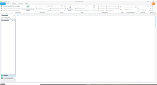 Screenshot of Trados MultiTerm 2019 application with an empty Terminology view and no visible option for MultiTerm Convert.